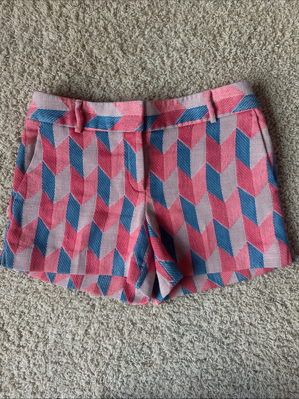LOFT Geometric Pink and Blue Shorts Size 6